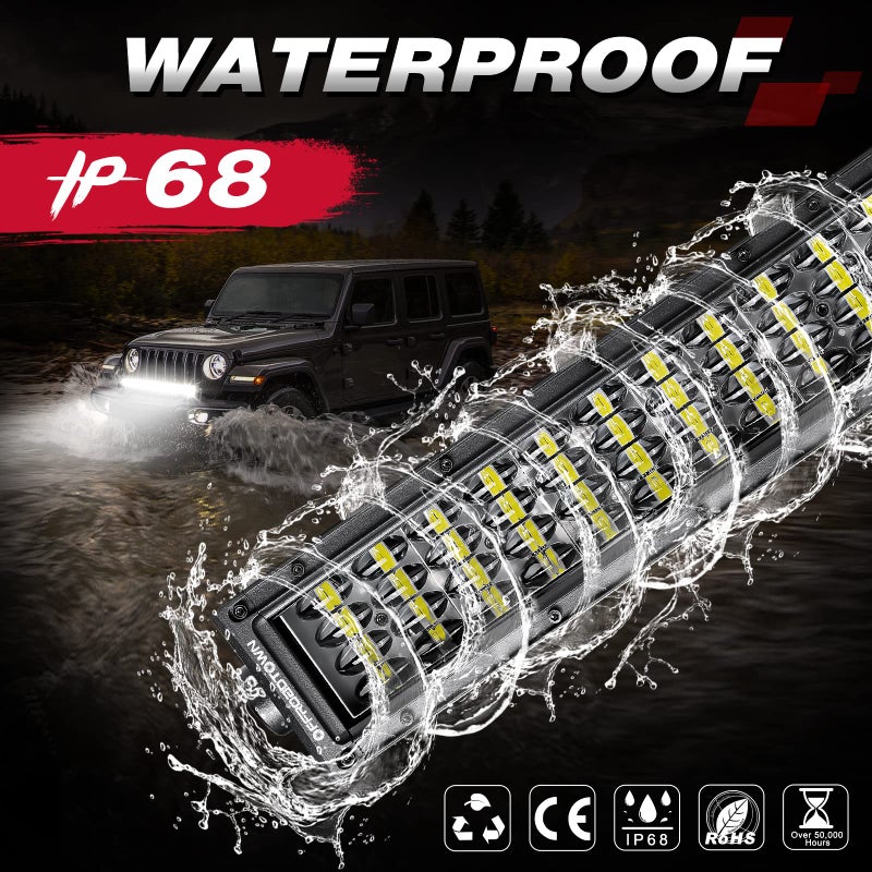 OFFROADTOWN 20Inch LED Light Bar 320W Off Road Driving Light Spot Flood Combo Work Light Fog Lights with Wiring Harness and Black Cover for Truck Pickup UTV SUV Bronco - Image 4